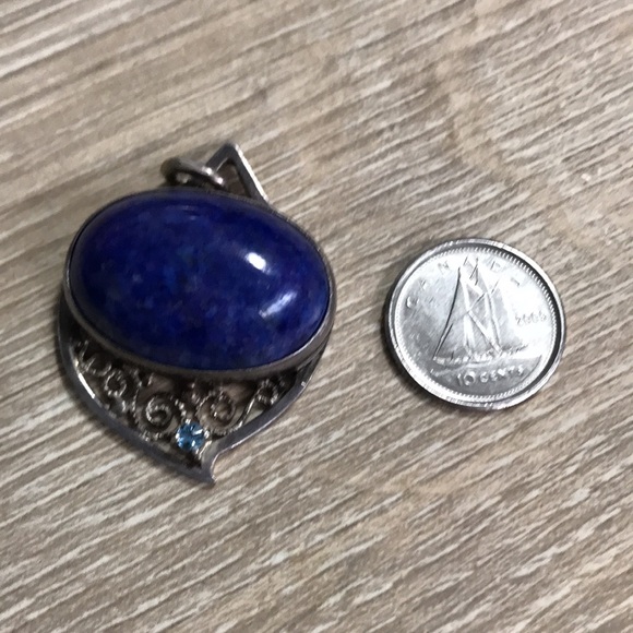 Vintage Lapis Lazuli Silver Pendent - Picture 5 of 5